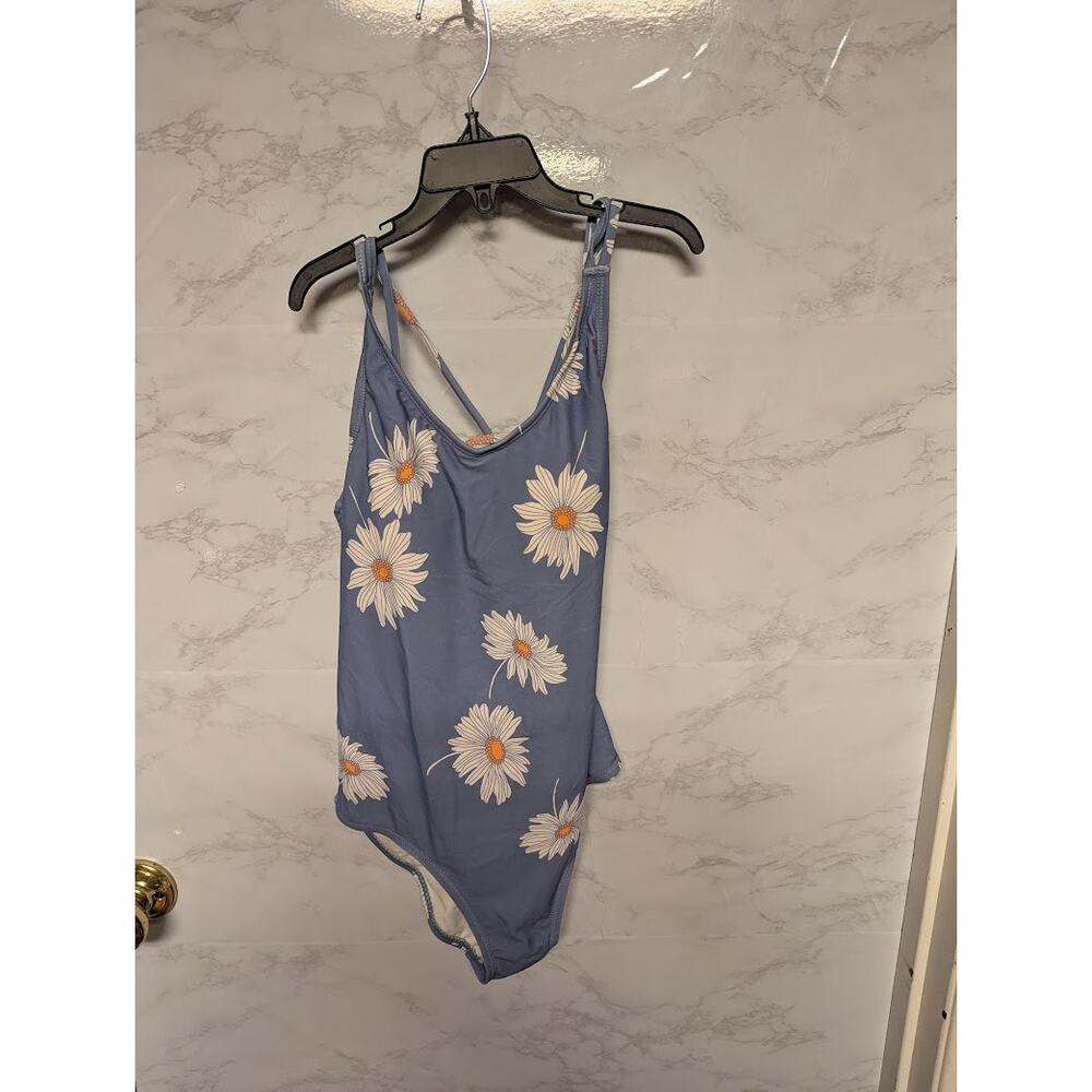 Breaking Waves swimsuit one piece Youth Girls Size 16 Blue White Floral